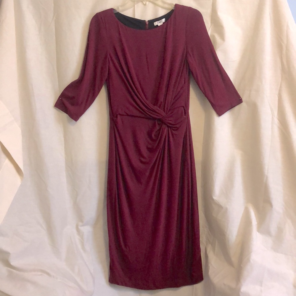 Cato 3/4 sleeve burgundy red polyester knit dress size 4